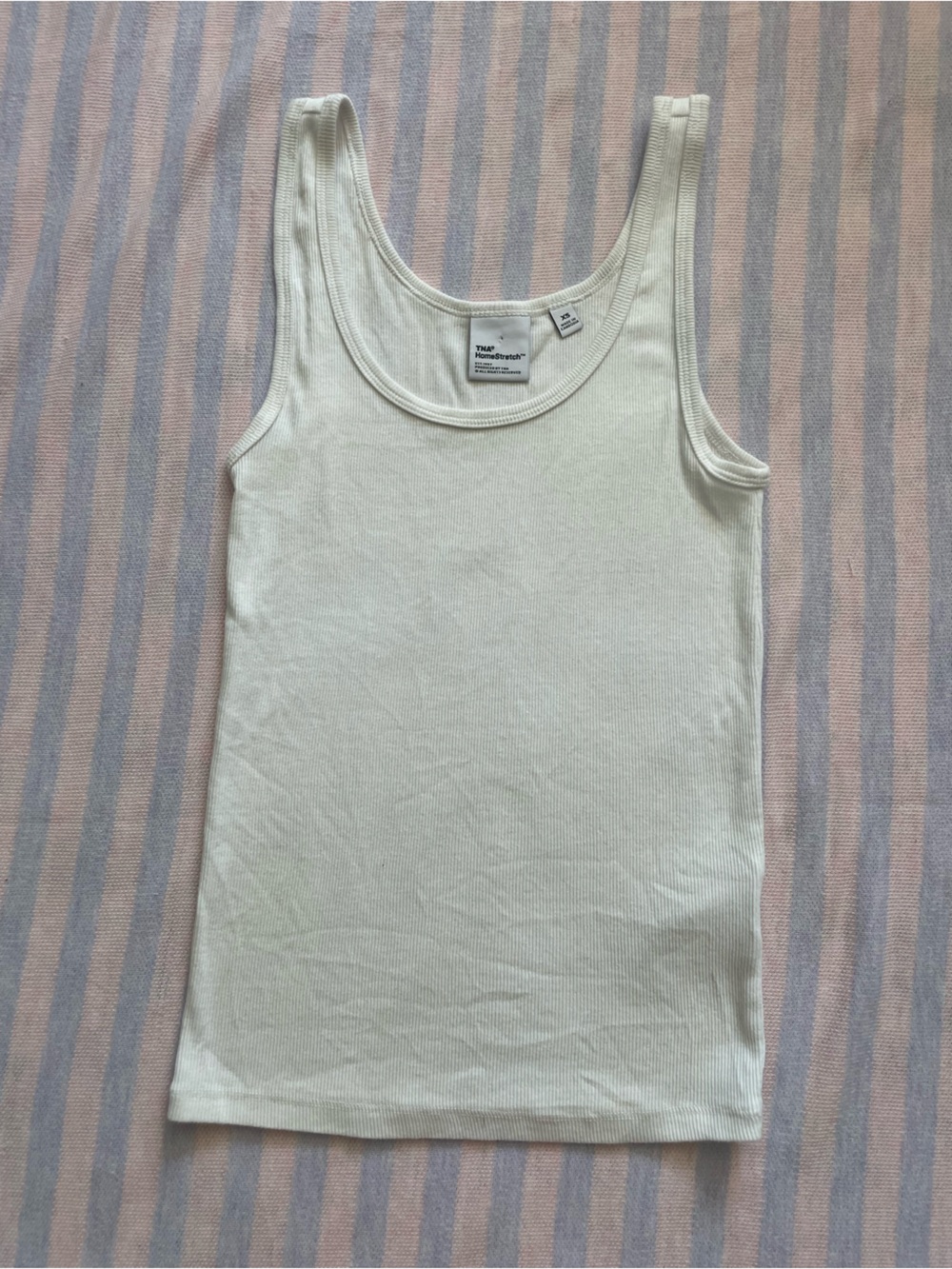 TNA White Ribbed Tank Top Howmstretch